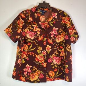 Vintage Susan Graver Style floral top Size 1X